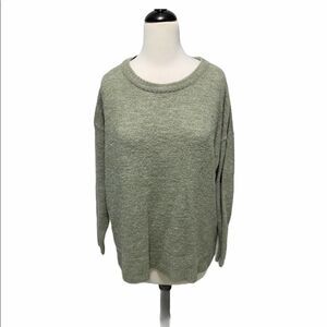 Divided Alpaca Wool Fuzzy Sweater Green Large‎